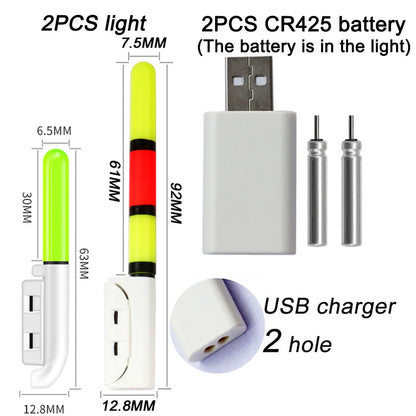 Fishing Electronic Rod Stick Flash Light with CR425 3.6V Lithium Battery – Waterproof LED Luminous Night Fishing Tackle with USB Rechargeable Light Stick Rod Accessory
