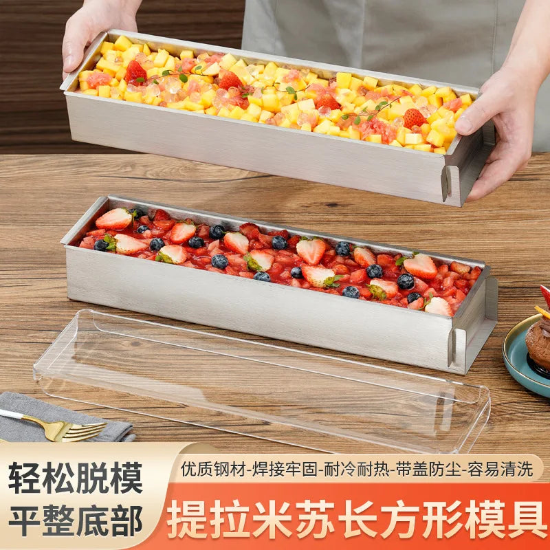 Tiramisu Removable Cake Mold Set — Stainless Steel Stand, Long Tray & Shovel Tool for Baking, Kitchen Accessories