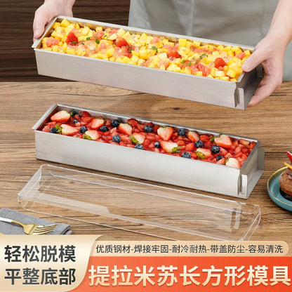 Tiramisu Removable Cake Mold Set — Stainless Steel Stand, Long Tray & Shovel Tool for Baking, Kitchen Accessories