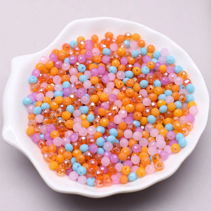 Mixed Color Crystal Glass Beads - 4mm Faceted Rondelle Spacer Beads for DIY Bracelet & Jewelry Making Crafts