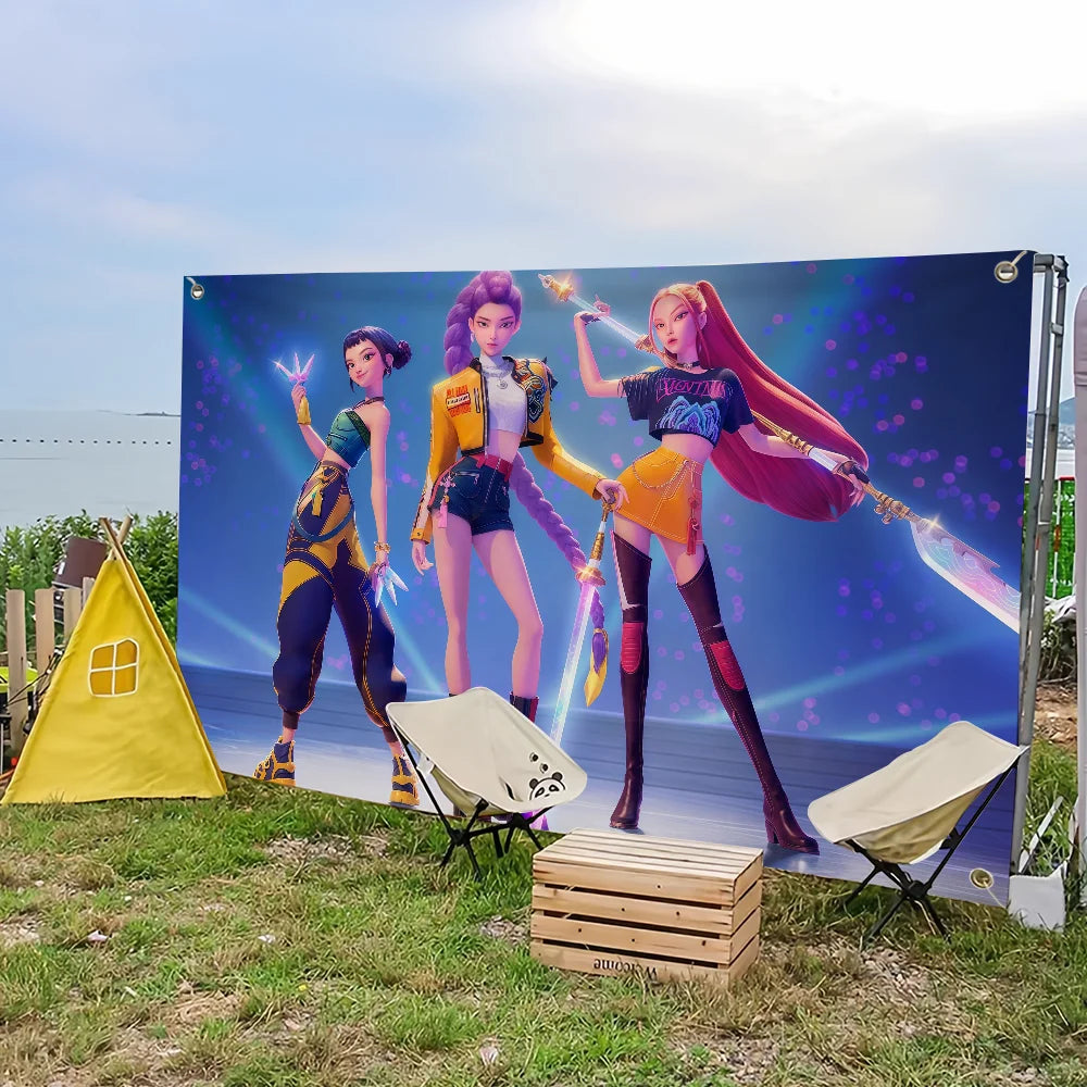 K-Pop Demon Hunters Cartoon Flag – Outdoor, Party & Home Decoration Banner