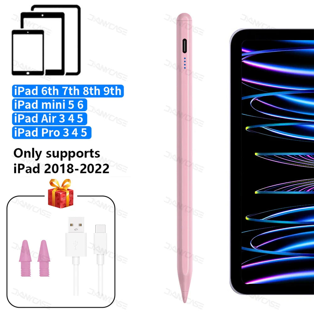 Apple Pencil Stylus for iPad — Palm Rejection & Power Display — Compatible with iPad Pro, Air, Mini (2018–2022)
