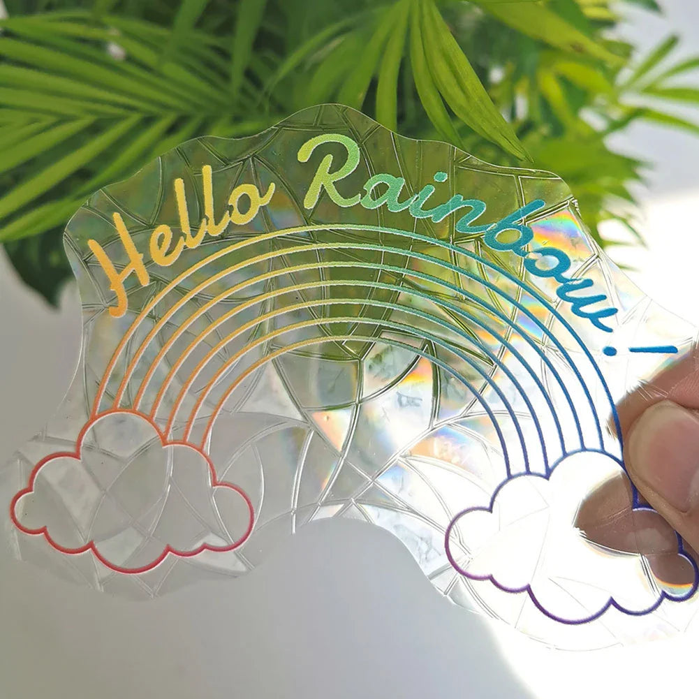 3D Rainbow Sun Catcher Window Film Sticker – Self-Adhesive PVC Light Catching Wall & Glass Decal for Home Decor & Motorcycle Styling