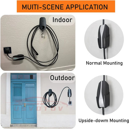 Car Charging Cable Mount for Tesla Model 3/Y/S/X - Wall Mount with Chassis Bracket & Connector Charger Holder