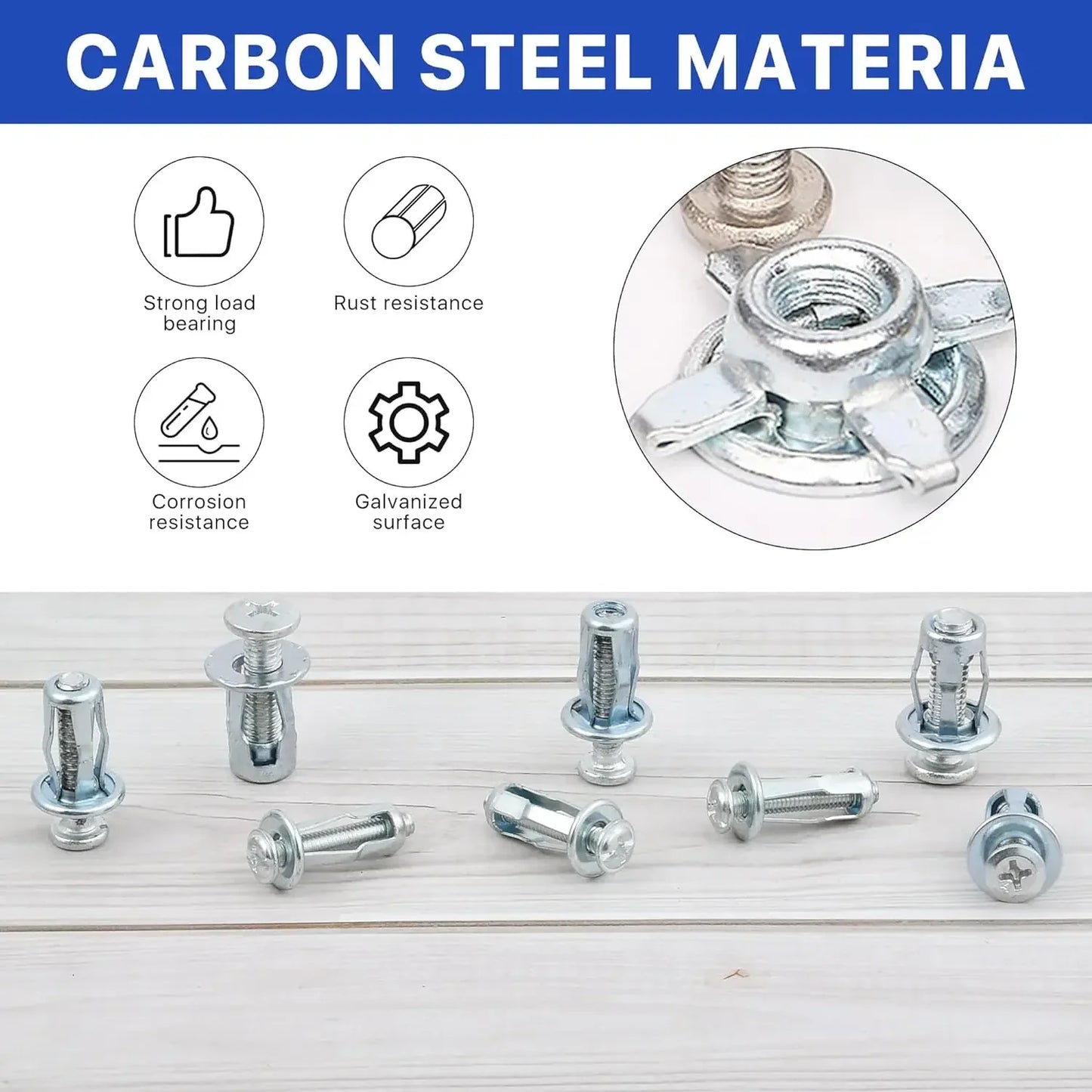 Petal Screw Jack Nuts & Expansion Plugs – Curtain Clamp, Rivet Lock Bolt, and Wall Fasteners