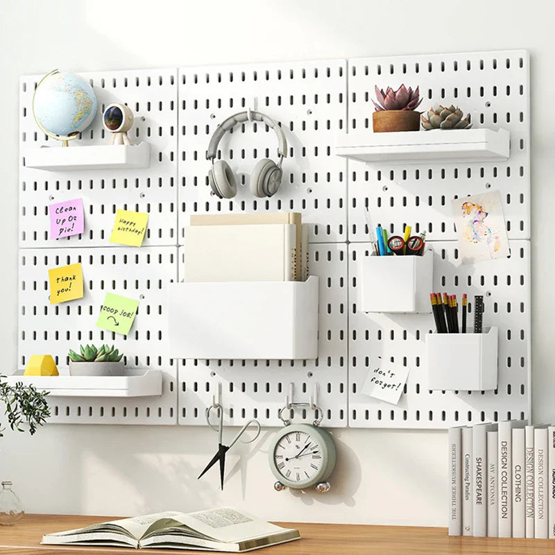 DIY Pegboard Accessories | Hanging Shelf Storage Hooks and Wall Organizer | No Punching Crafts Organization for Garage, Kitchen, and Room