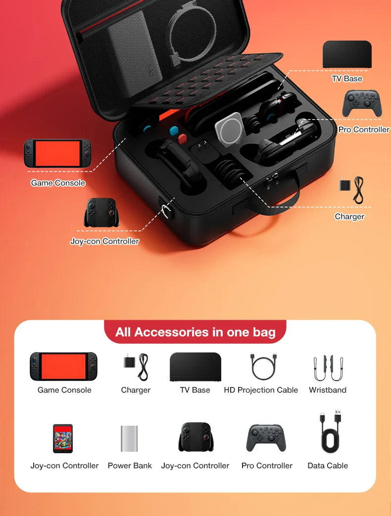 Large Waterproof Carrying Bag for Switch 2 – Travel Storage Case with Charger & Handle Slot, Anti-Scratch Game Accessories Organizer