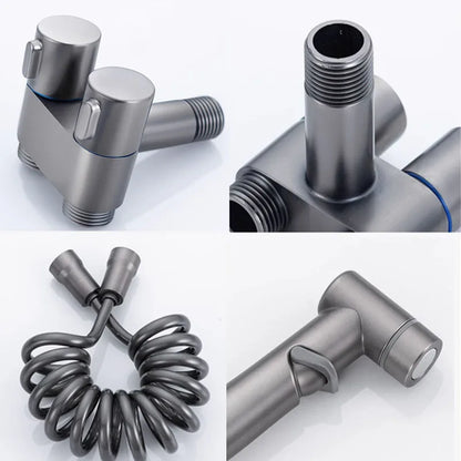 Stainless Steel Handheld Bidet Sprayer – Hygienic Toilet Faucet with Shower Head & Double Outlet Design