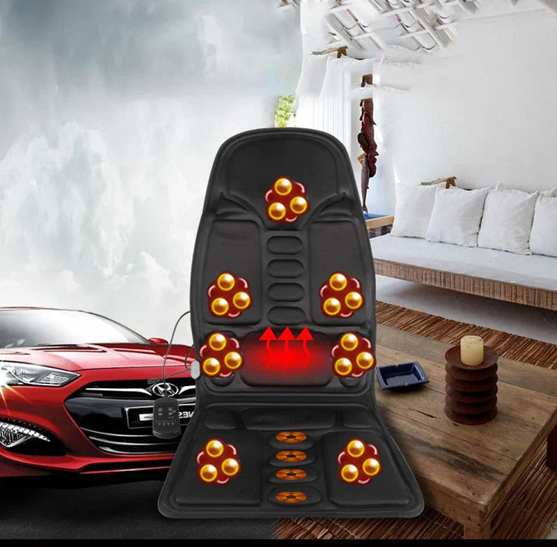 Electric Lumbar Massage Cushion | Car, Home & Office Heated Vibrating Neck & Back Pain Relief Pad
