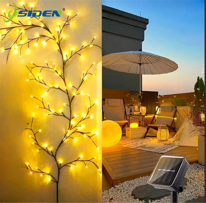 96-LED Solar Willow Vine String Lights – Waterproof Outdoor Fairy Lights with 8 Modes for Garden & Balcony