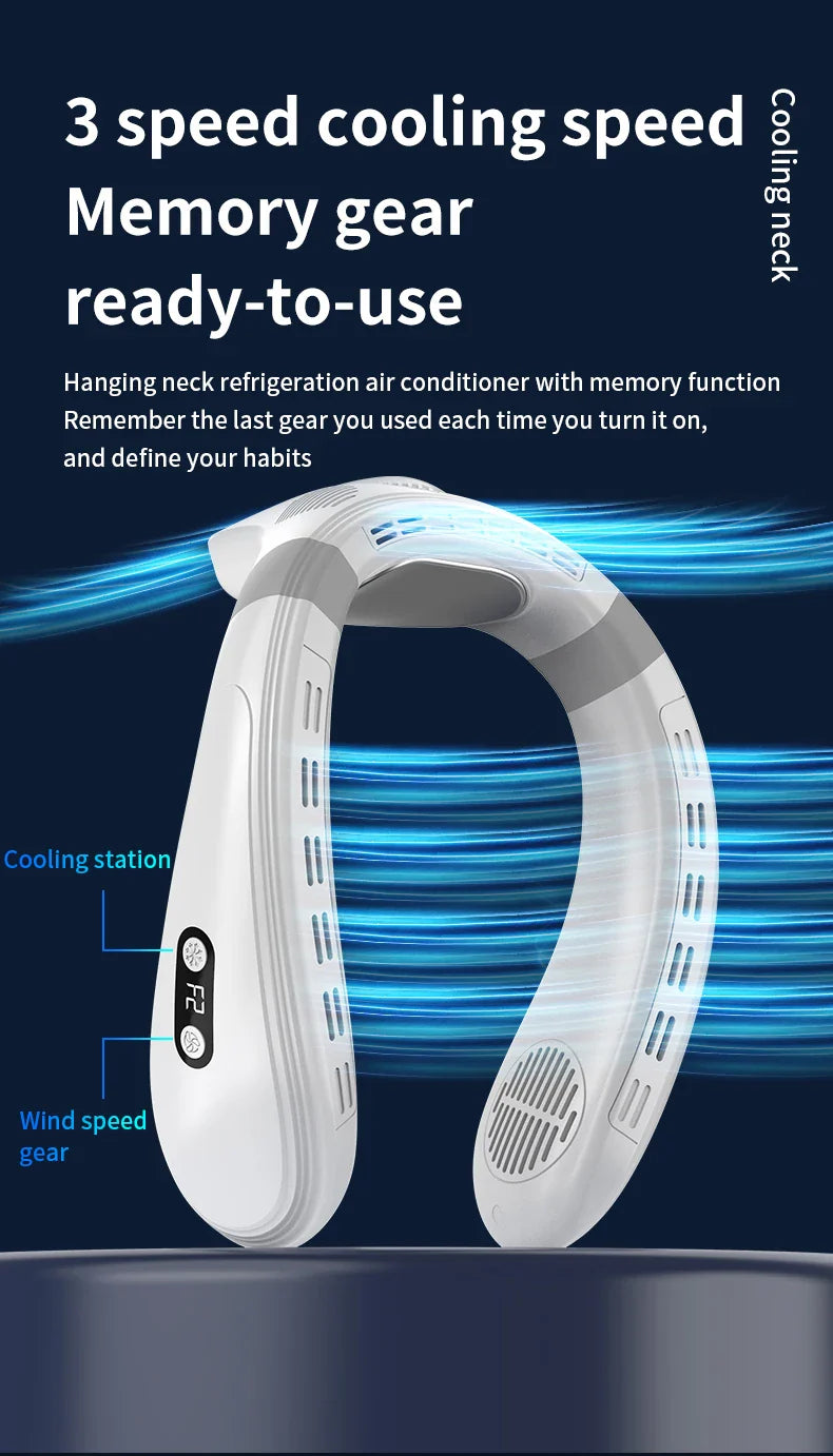 Portable Neck Fan 5200mAh – Rechargeable Wearable Semiconductor Cooling Fan, Personal Outdoor Neck Air Conditioner