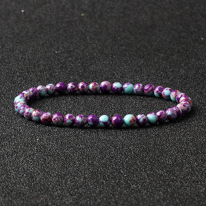 4mm Natural Stone Bead Stretch Bracelet for Men & Women – Agate Lava Handmade Reiki Crystal Jewelry