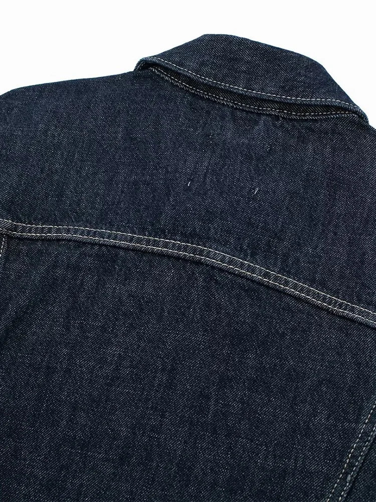 Willshela Women’s Denim Jacket – Vintage Single-Breasted, Lapel Neck, Long Sleeves, Chic with Pockets
