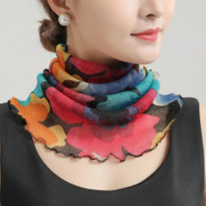 Spring Summer Chiffon Neck Scarf – Lightweight Multi-Function Anti-UV Sunscreen Face & Head Cover for Women