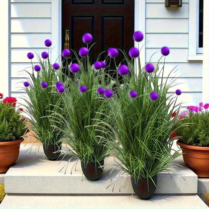 Purple Bulbous Artificial Grass Plants – Decorative Faux Greenery for Home, Festival, Party & Courtyard Garden Decor