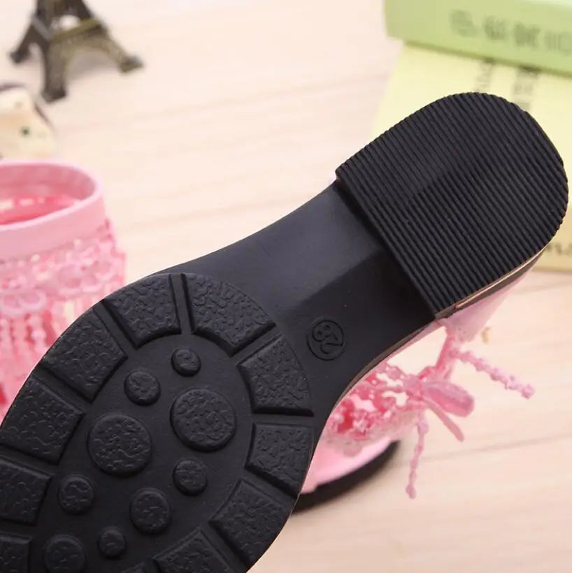 Girls Bow Sandals - Cute Summer Princess Beach Shoes with Tassel Detail