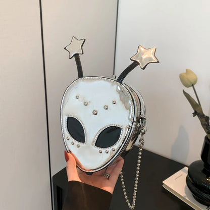 Alien Pattern PU Leather Shoulder Bag – Halloween Chic Crossbody Messenger Purse for Women & Girls