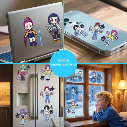 Kpop Demon Hunters Sticker Set — DIY Scrapbooking, Phone, Luggage & Skateboard Waterproof Decals
