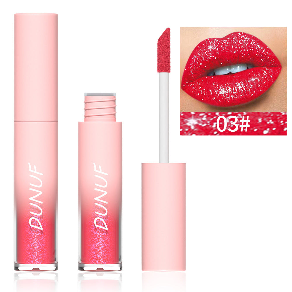 18-Color Sexy Red Diamond Glitter Lip Gloss – Metallic, Waterproof, Long-Lasting Matte Shimmer Liquid Lipstick for Women