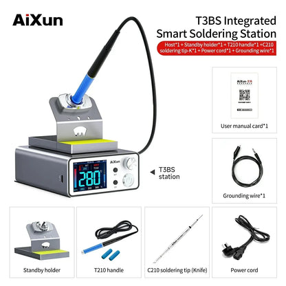 AIXUN T3A/T3B Intelligent Soldering Station – Rework Station for PCB & BGA Soldering with T115/T210/T245/T12 Tools