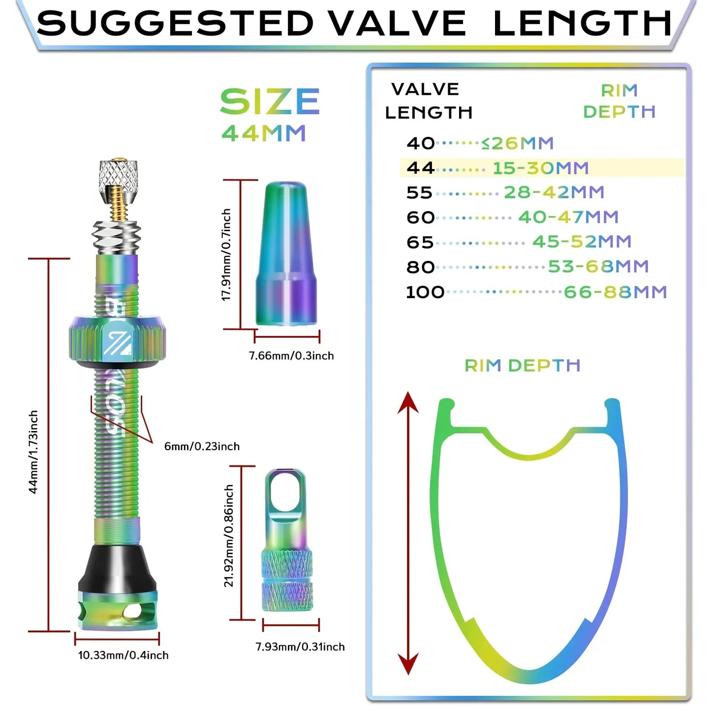 BUCKLOS Presta Tubeless Valve Stem 40/44/55/60mm — High-Quality Bike Tire Nipple for Road & MTB