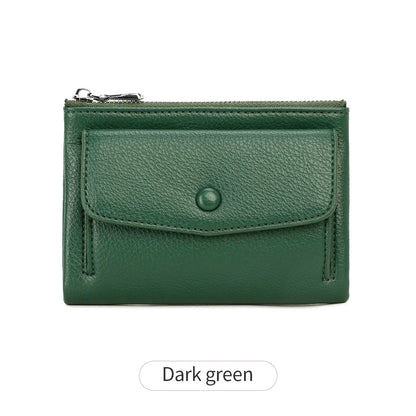 Women’s PU Leather Short Double Zipper Wallet – Simple Solid Color, Large Capacity Credit Card Holder with Coin Pocket
