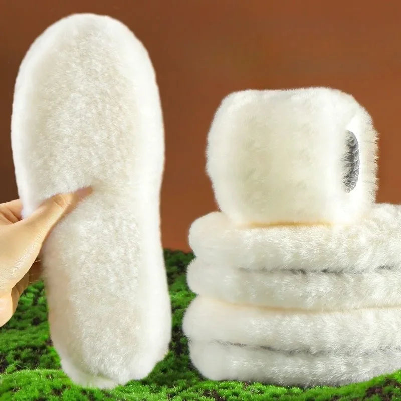 Unisex Sheepskin Wool Insoles — Natural Fur Winter Shoe Pads for Men, Women & Children