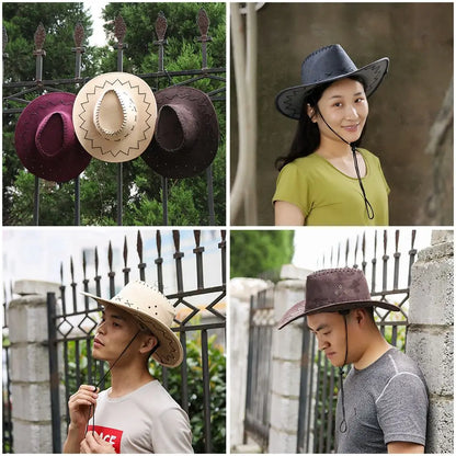 Unisex Western Cowboy Hat – Suede Cowgirl & Cowboy Style for Fashion & Party Wear
