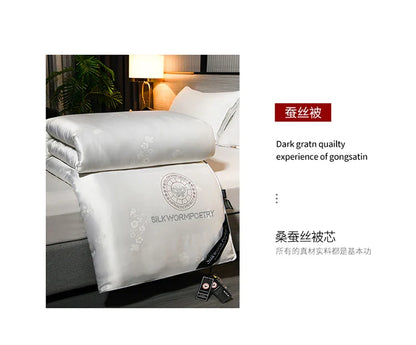 100% Mulberry Silk Handmade Comforter – Winter Warmth, Spring & Autumn Blanket, Thickened Single/Double Quilt for Home & Hotel