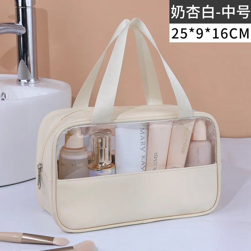 Portable Transparent Travel Cosmetic Bag for Women — Large-Capacity Waterproof Makeup & Toiletry Storage Case