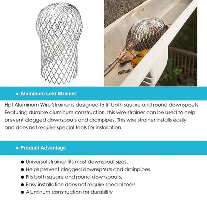 3-Inch Expand Aluminum Rain Gutter Filters - Strainer Stops Blockage from Leaves and Debris - Drain Net Cover for Roof Guard