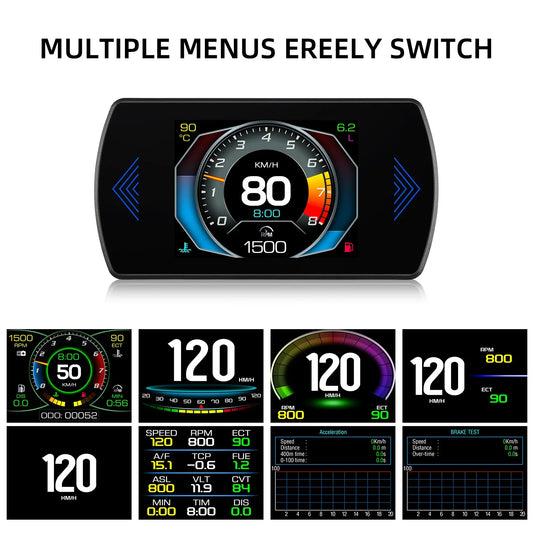 P12 Car OBD2 Head-Up Display — Dual System HUD, Smart Digital Meter for Speed, Fuel, Fault Codes & Driving Data