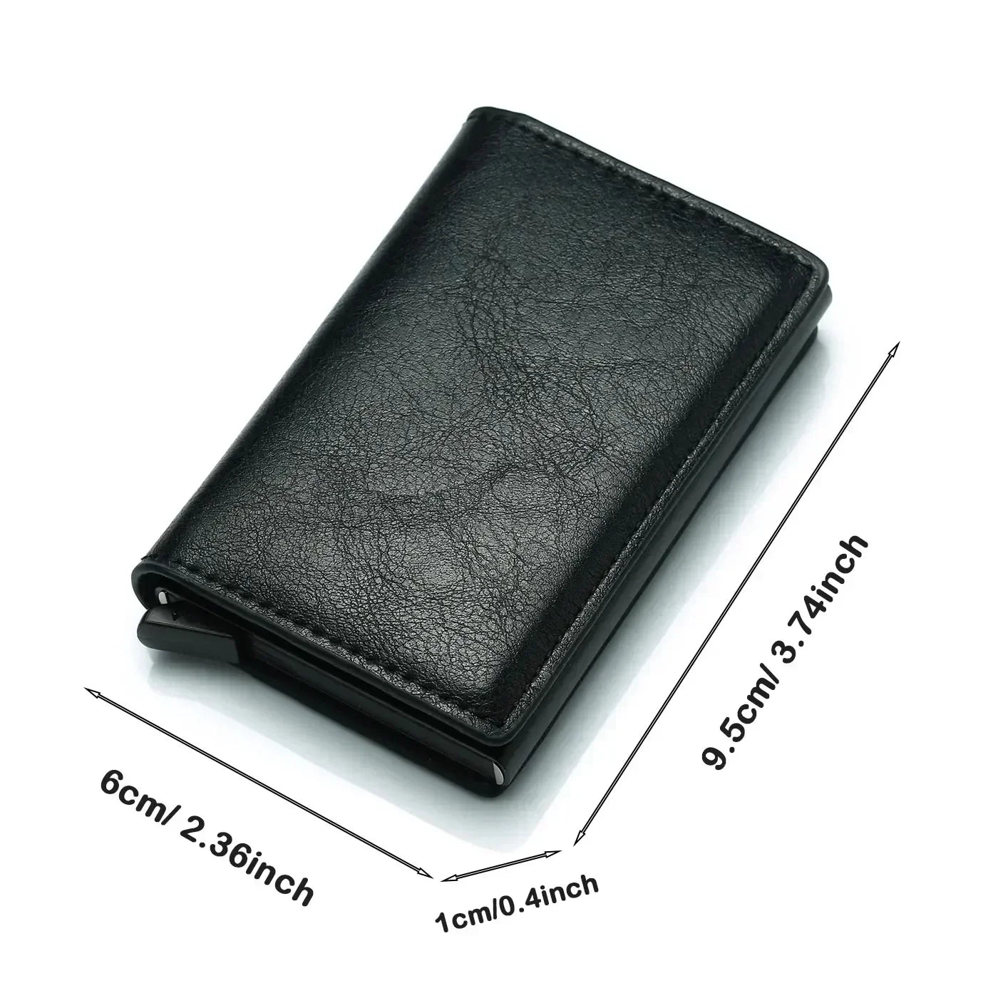 Carbon Fiber Credit Card Holder Wallet for Men - RFID Slim Pop-Up Metal Minimalist Case, Black