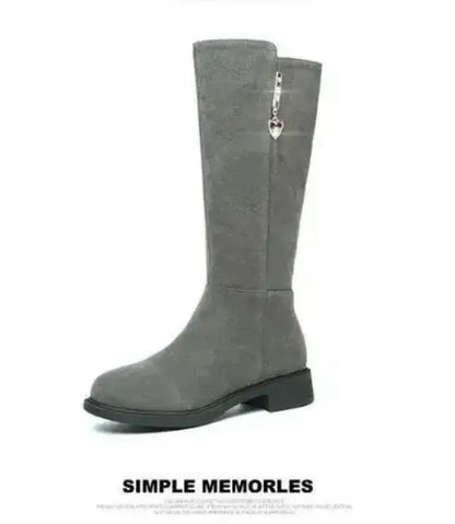 2025 Women’s Plush Snow Boots – Casual Flat Cotton Thigh-High Winter Shoes with Side Zipper