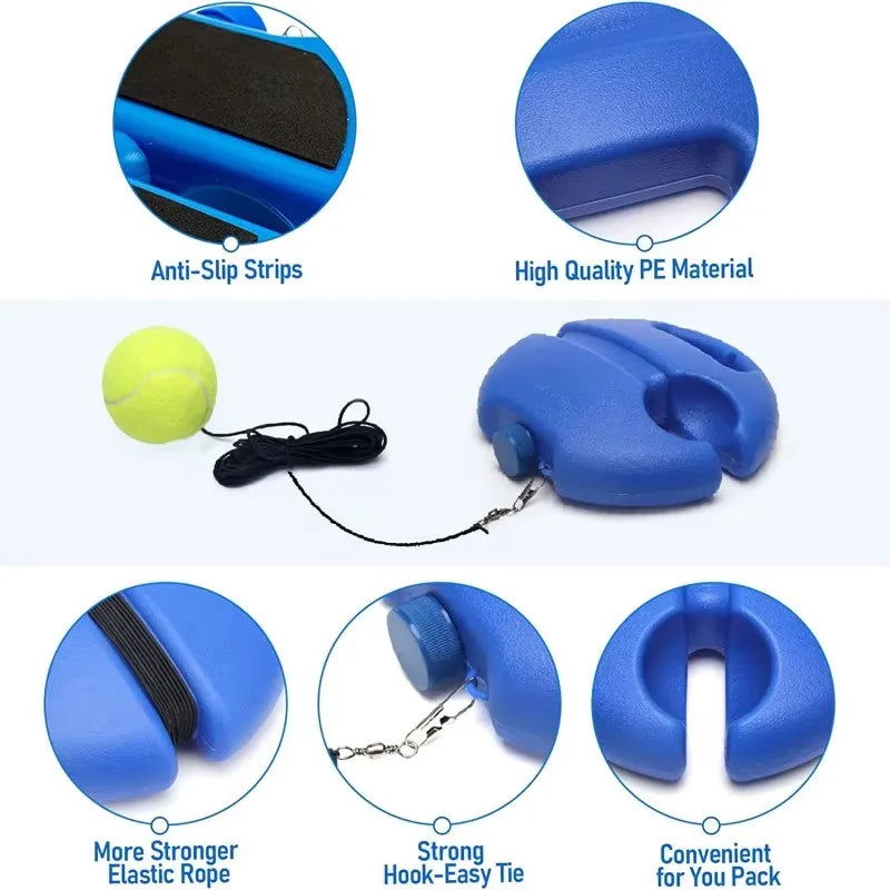 Heavy Duty Tennis Trainer Rebounder Base – Elastic Rope Ball Practice Self-Training Tennis Practice Aid with Durable Sparring System