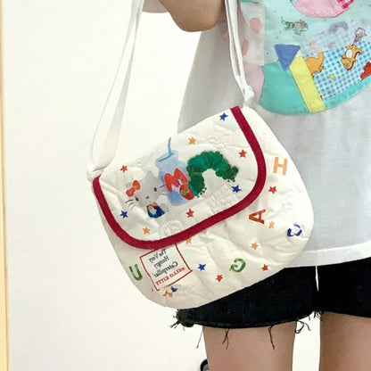 Hello Kitty Cute Tote Bag — Y2K Kawaii Anime Embroidered Shoulder & Makeup Bag for Women & Girls