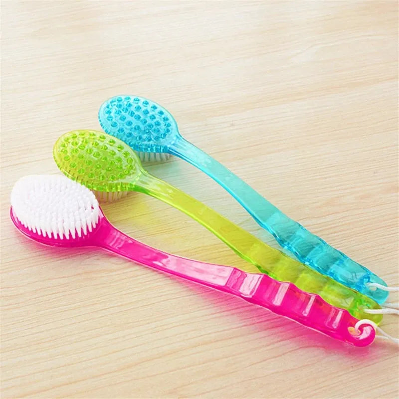 Bath Brush with Handle - Exfoliating Back Body Shower Sponge Scrubber, Skin Massager for Bathroom, Exfoliation Body Brush