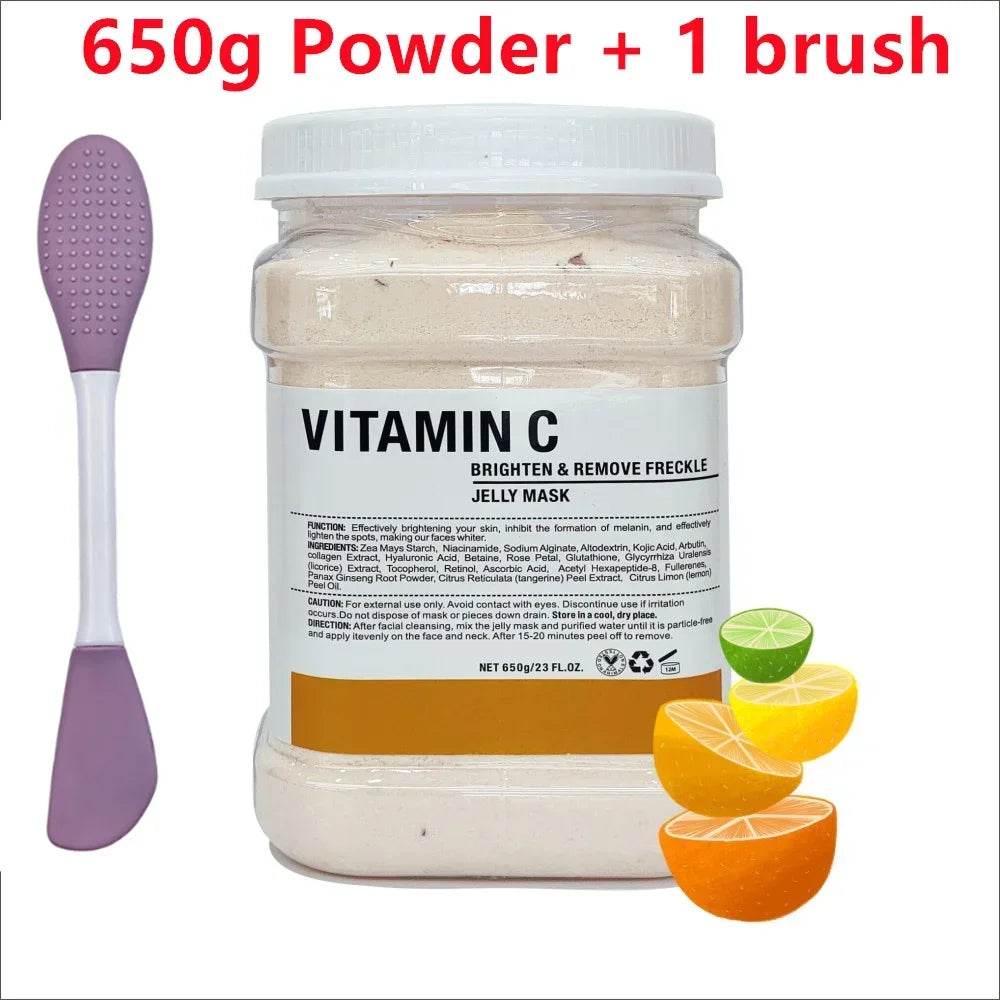 650g Chamomile & Hyaluronic Acid Facial Mask Powder – Moisturizing Rose Jelly Skin Care Mask with Silicone Brush for Elasticity Boost