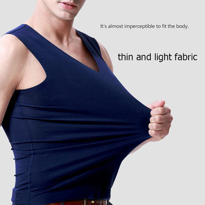 Men’s Silk Tank Top – Seamless Sleeveless Sport Vest, Plain Casual Summer Undershirt for Gym & Everyday Wear