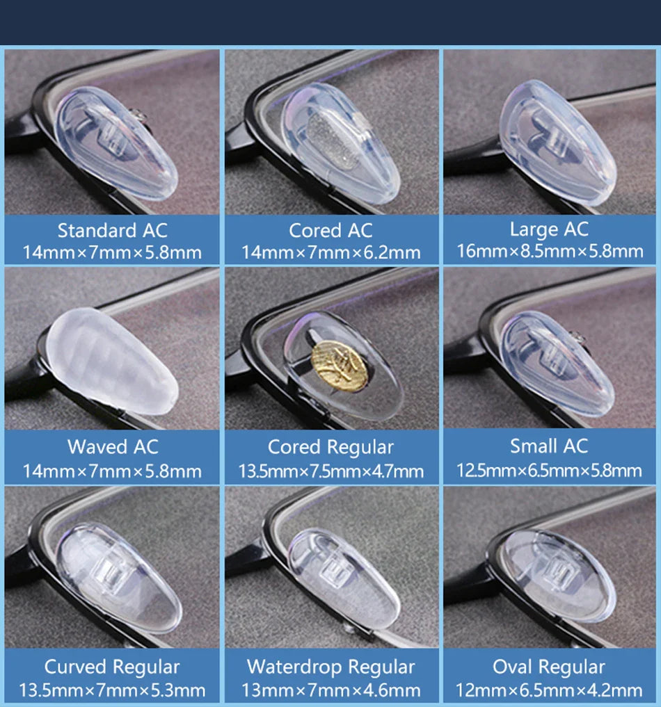 Silicone Air Chamber Nose Pads for Glasses | Anti-Slip Screw-In Eyewear Support & Accessories Kit