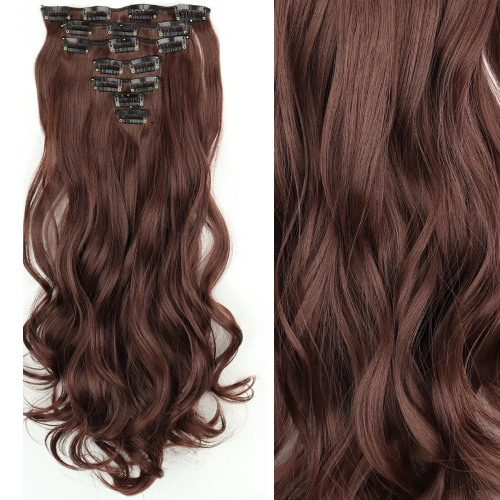 Women’s 7Pcs Hair Extensions with 16 Clips – Natural Black Straight Ombre Hairpiece