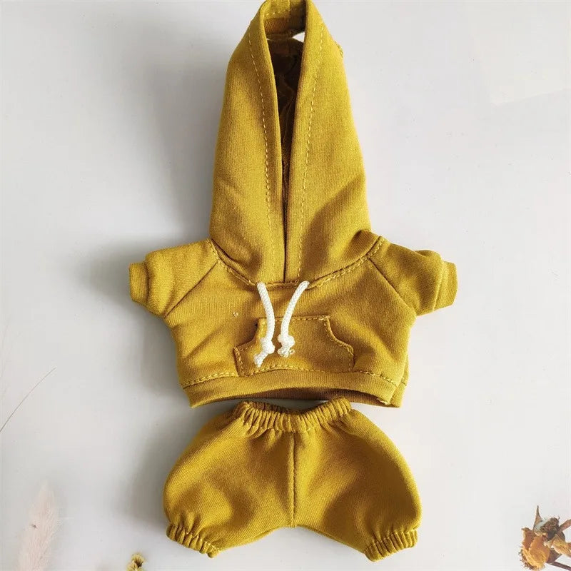Labubu Casual Sweatsuit Set for 15/17cm Dolls — Comfy Doll Clothes with Ribbed Hem Details