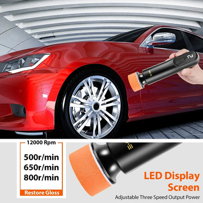 Mini Wireless Car Polisher — 12,000RPM Electric Waxing & Polishing Machine with 3 Speeds and USB Charging