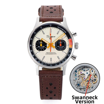 Sugess Pilot Men’s Chronograph Watch — Original ST1901 Mechanical Movement, Sapphire Crystal, Waterproof Racing Strap