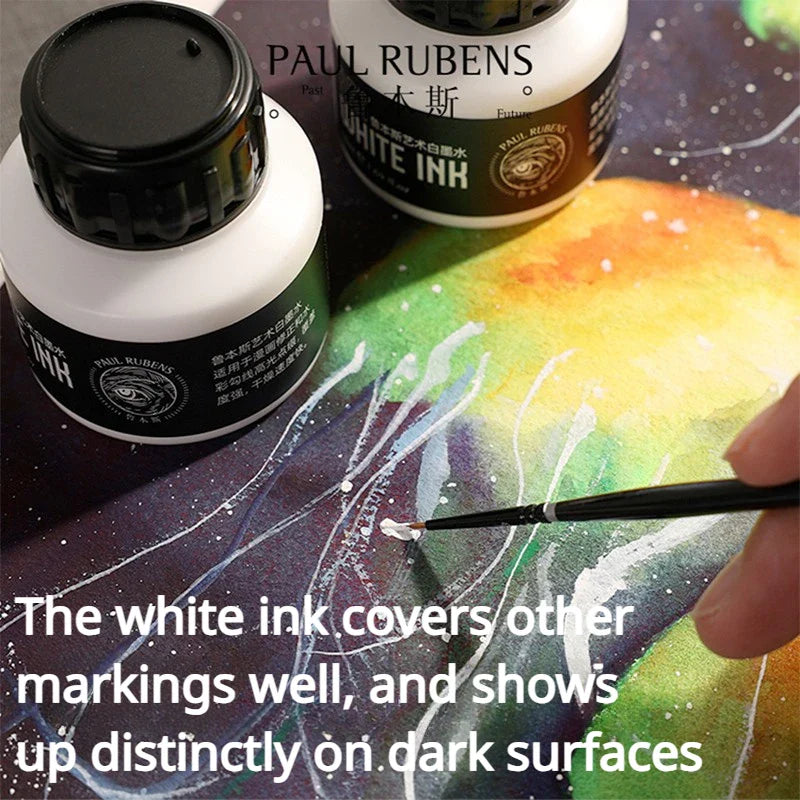 Paul Rubens Cartoonist White Ink 50ml – Highly Opaque Ink for Dip Pen, Brush, Art Lettering, Highlights & Corrections
