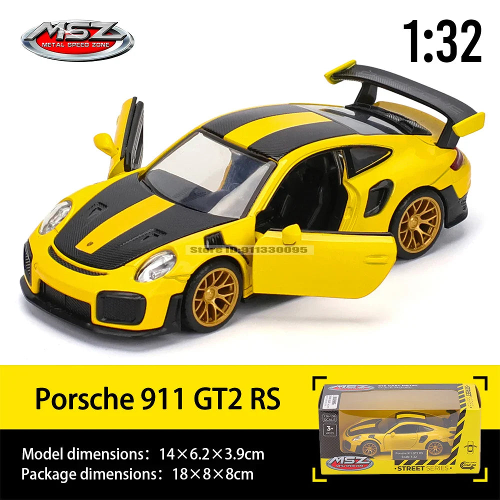 MSZ 1:32 Die-Cast Car Model — Porsche 911 GT3 RS, Audi, BMW & Nissan Alloy Toy Collectible, Decorative Gift for Kids & Adults
