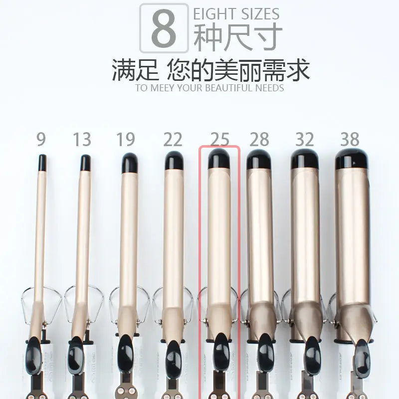 Professional Electric Hair Curler – 9-38mm Temperature Adjustable Curling Iron Wand with LCD Display