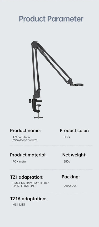 RIEVBCAU Flexible Microscope Arm Stand – Adjustable Metal Bracket, Coin Microscope Mount for DM4, DM7, DM9, MS1, MS3
