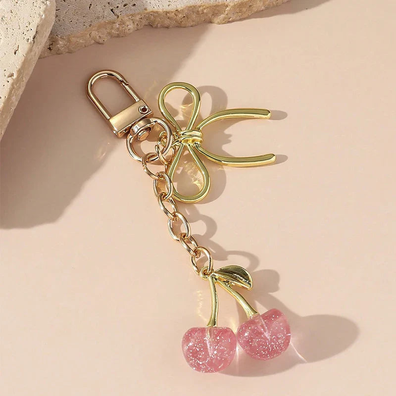 Red Cherry Pendant Keychain – Cute Multifunctional Bag & Car Key Accessory for Women