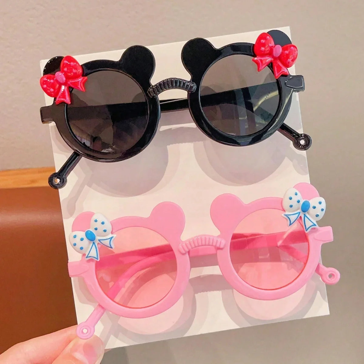 Kids' Bear Bowknot Glasses - Cute Fashion Eyewear for Boys & Girls, 2/3-Piece Set